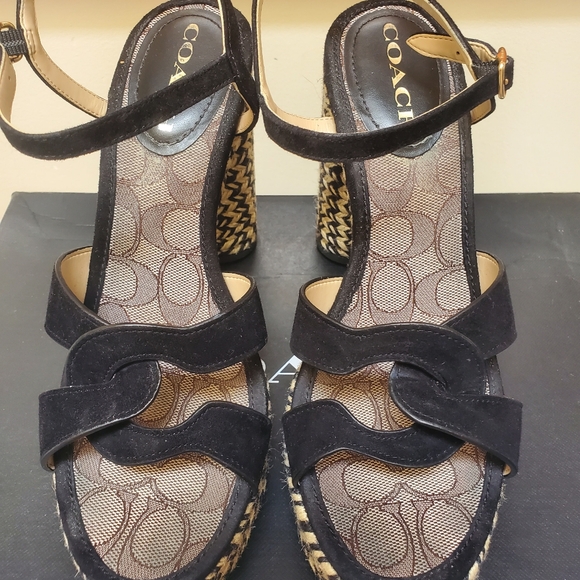 Coach Talina Raffia and Suede Sandals - Picture 2 of 6